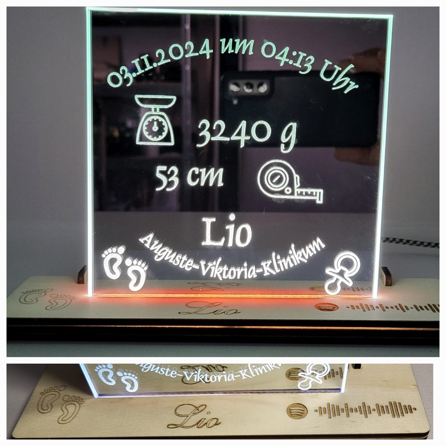 Spiegelaufsteller mit Led -Personalisierbar- Galerie